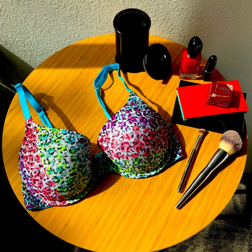 Multi color animal print push up bra
